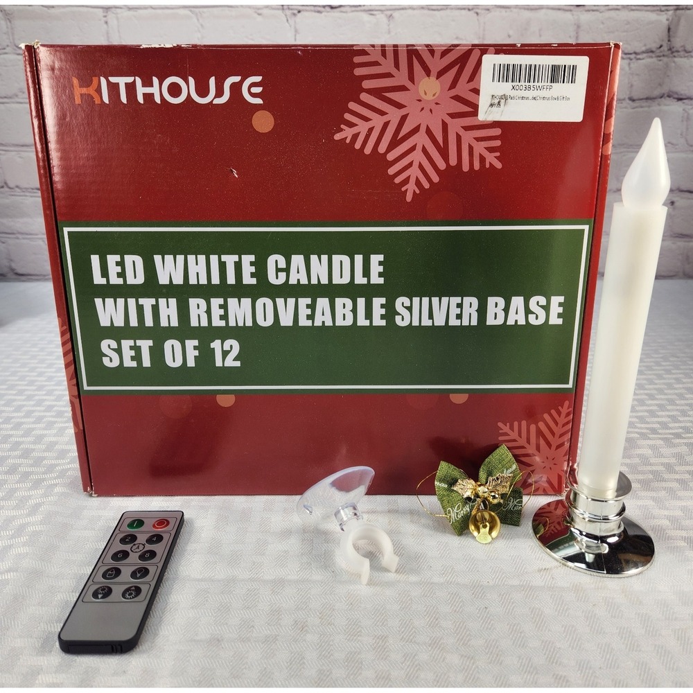 NEW! 12 Christmas Window Candles Lights With Timer Battery Operated Window Clips
